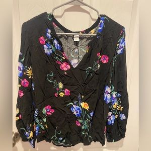 Black and floral blouse